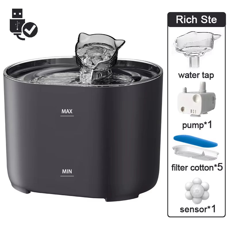 Petavista Automatic Cat Water Fountain with Filters Ultra Silent USB Electric Water Pump Cats Dog Pet Drinking Water Dispenser