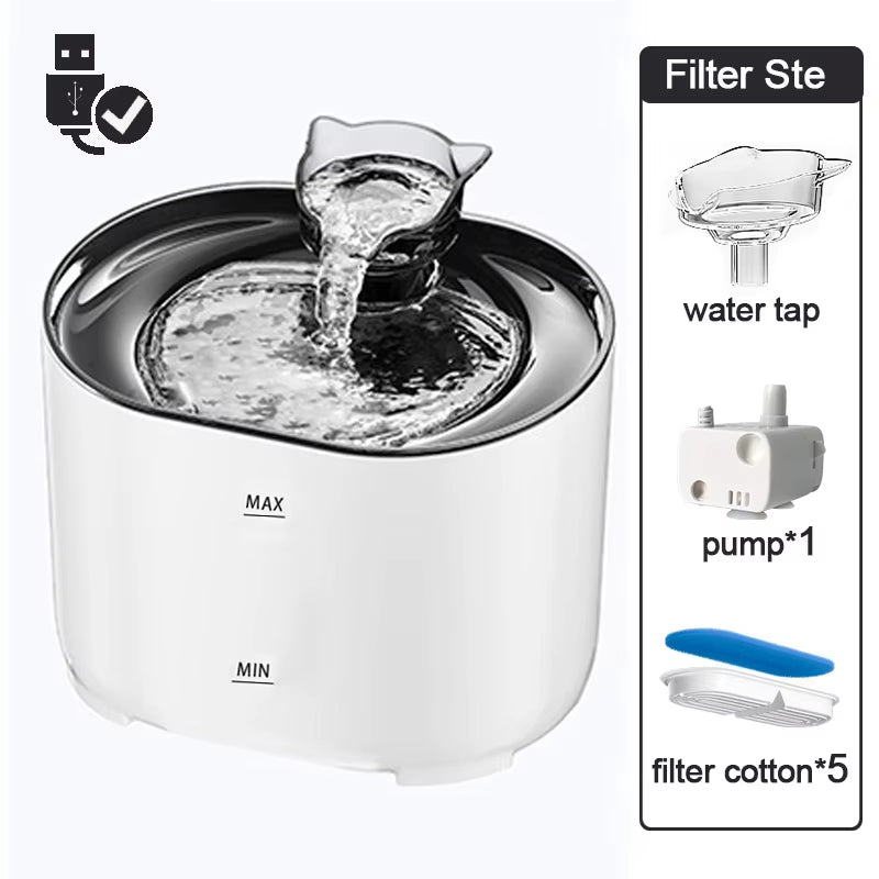 Petavista Automatic Cat Water Fountain with Filters Ultra Silent USB Electric Water Pump Cats Dog Pet Drinking Water Dispenser