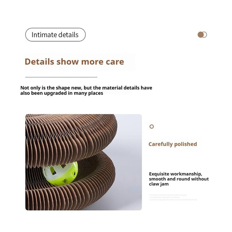 Magic Organ Cat Scratcher Board with Ball - Foldable, Interactive Toy for Indoor Cats, Relieves Anxiety & Protects Furniture Pet Lounge Bed