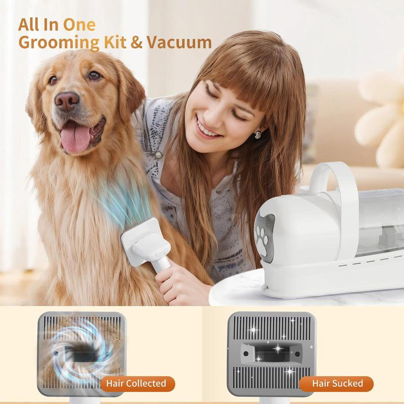 Pet Grooming Kit with Vacuum Function , Low Noise Design for Dogs and Cats, 6 Guide Combs for Precise Trimming, Effortless Grooming and Hair Suction