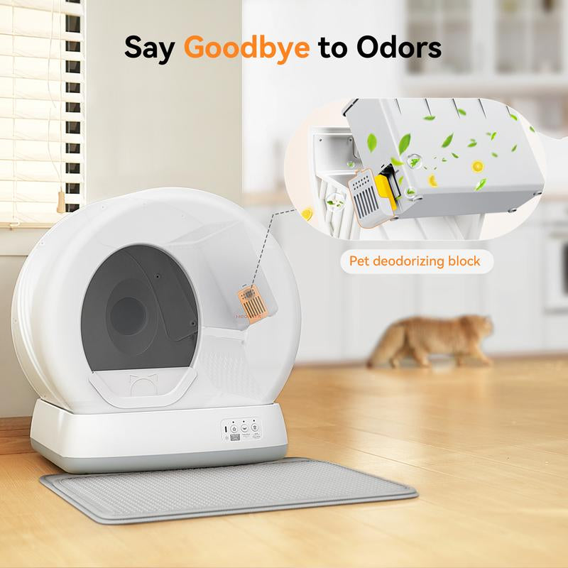 Meowant SC01 Smart Litter Box – Self-Cleaning, Odor-Free, Pee Guard, Auto Safety Stop, App-Controlled with Mat & Liner