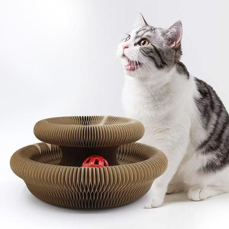 Interactive Foldable Cat Scratching Board with Ball – Interactive Cat Toy for Mental & Physical Exercise