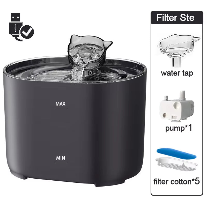 Petavista Automatic Cat Water Fountain with Filters Ultra Silent USB Electric Water Pump Cats Dog Pet Drinking Water Dispenser