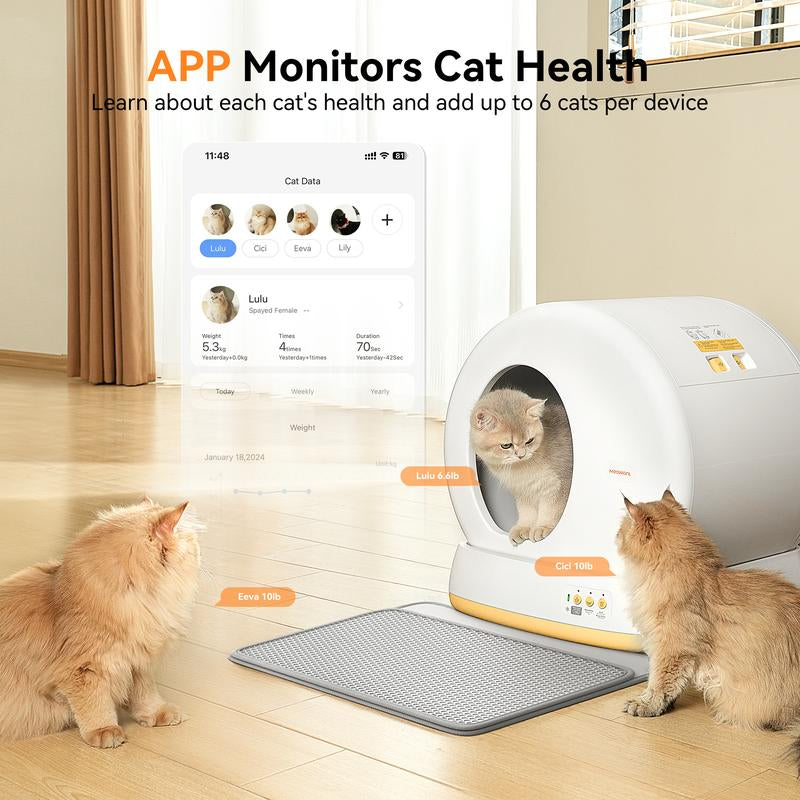 Meowant SC01 Smart Litter Box – Self-Cleaning, Odor-Free, Pee Guard, Auto Safety Stop, App-Controlled with Mat & Liner