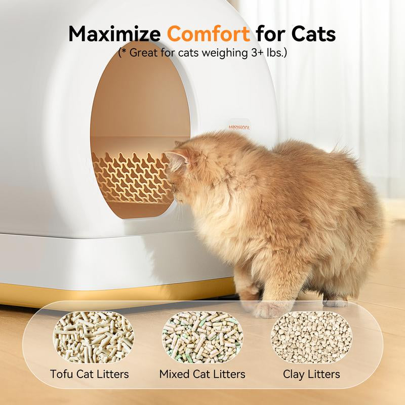 Meowant SC01 Smart Litter Box – Self-Cleaning, Odor-Free, Pee Guard, Auto Safety Stop, App-Controlled with Mat & Liner