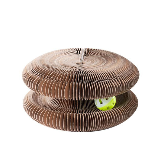 Magic Organ Cat Scratcher Board with Ball - Foldable, Interactive Toy for Indoor Cats, Relieves Anxiety & Protects Furniture Pet Lounge Bed
